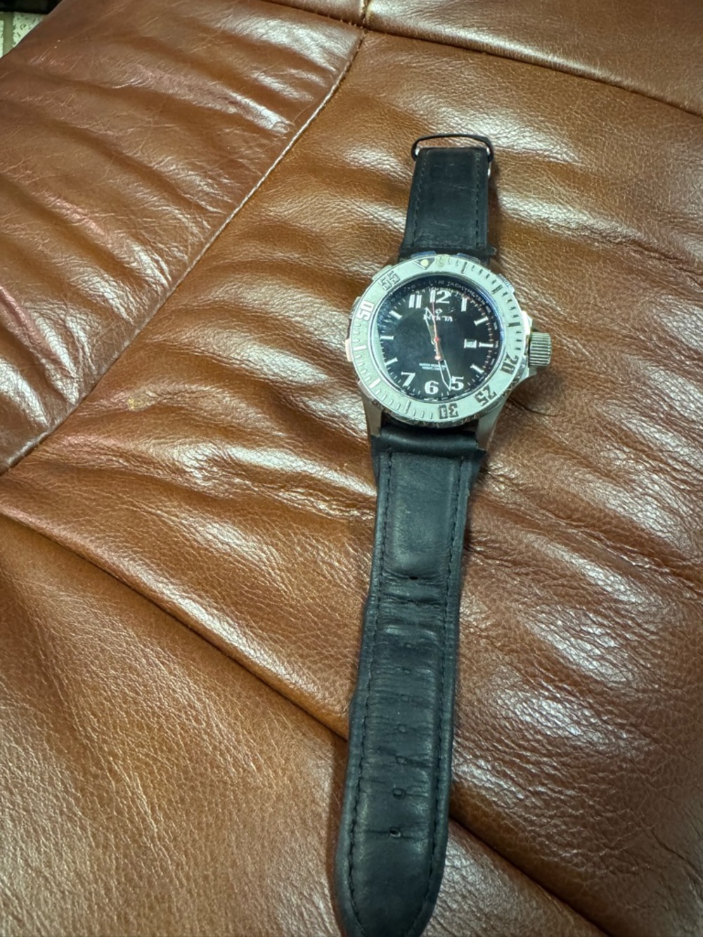 Invicta Black Dial Men's Watch with Black Leather Strap